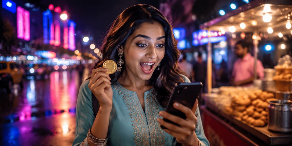 Mumbai mobile casino player enjoying gaming in vibrant attire